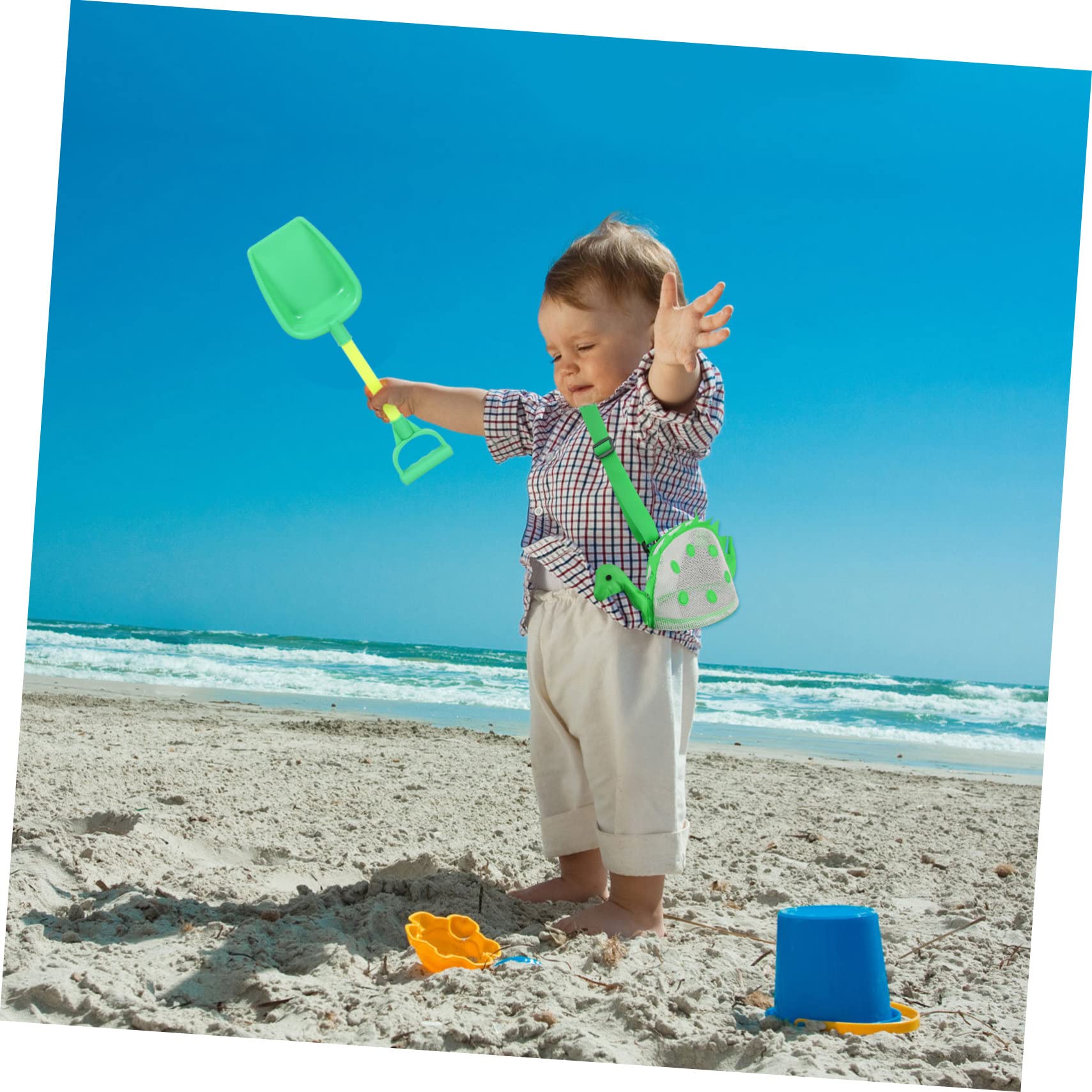 SOIMISS 6pièces Kids Beach Bags De Plage Dinosaure Maille Poche De Rangement Pour Jouets Et Coquillages Pour Garçon Fille