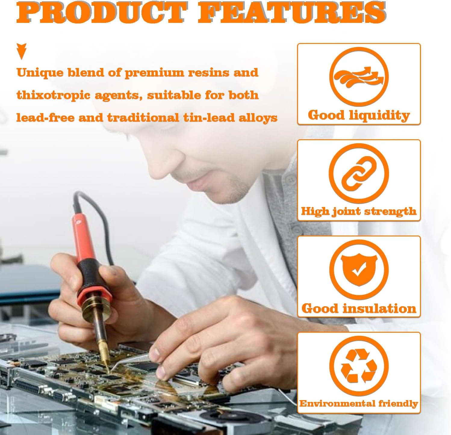 30mL No-Clean Solder Flux Lead-Free Solder Flux with 2 Metering Tools for LED SMD PCB BGA Electronic Soldering (1.62 oz/46 g)