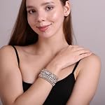 7 PCS Bracelets en cristal extensible pour les femmes, Mariage de mariée Stackable Layer Strass Bracelets Set Soirée Bijoux