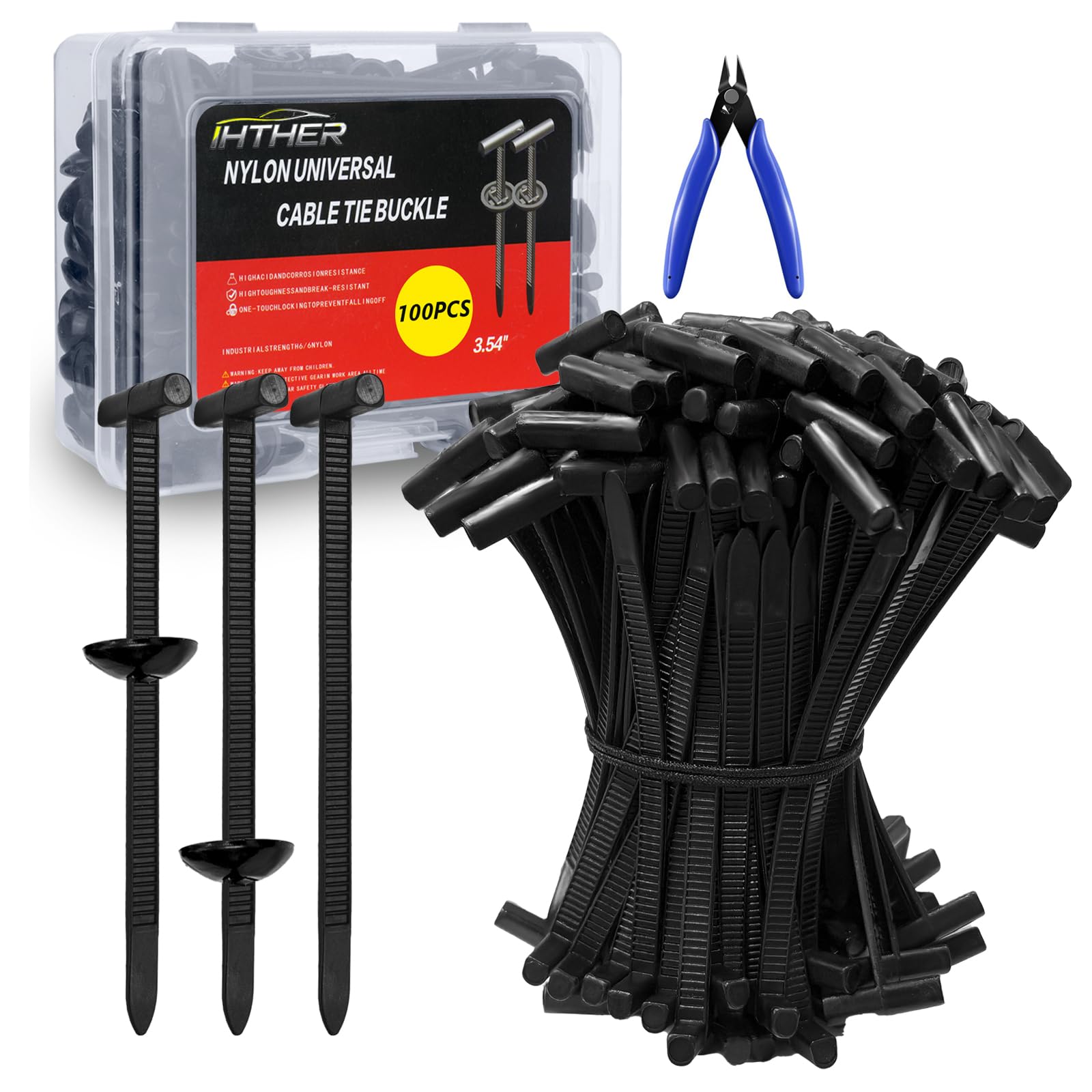 100PCS Upgraded Nylon Universal Cable Tie Buckle Self-Locking Multifunctional Zipper Clips Zip Ties Heavy Duty with UV Resistance