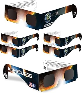 [6 PACK Solar Eclipse Glasses NASA Approved 2024 - Made in USA - ISO Certified 12312-2 & CE Certfied Direct Solar Eclipse Viewing Glasses