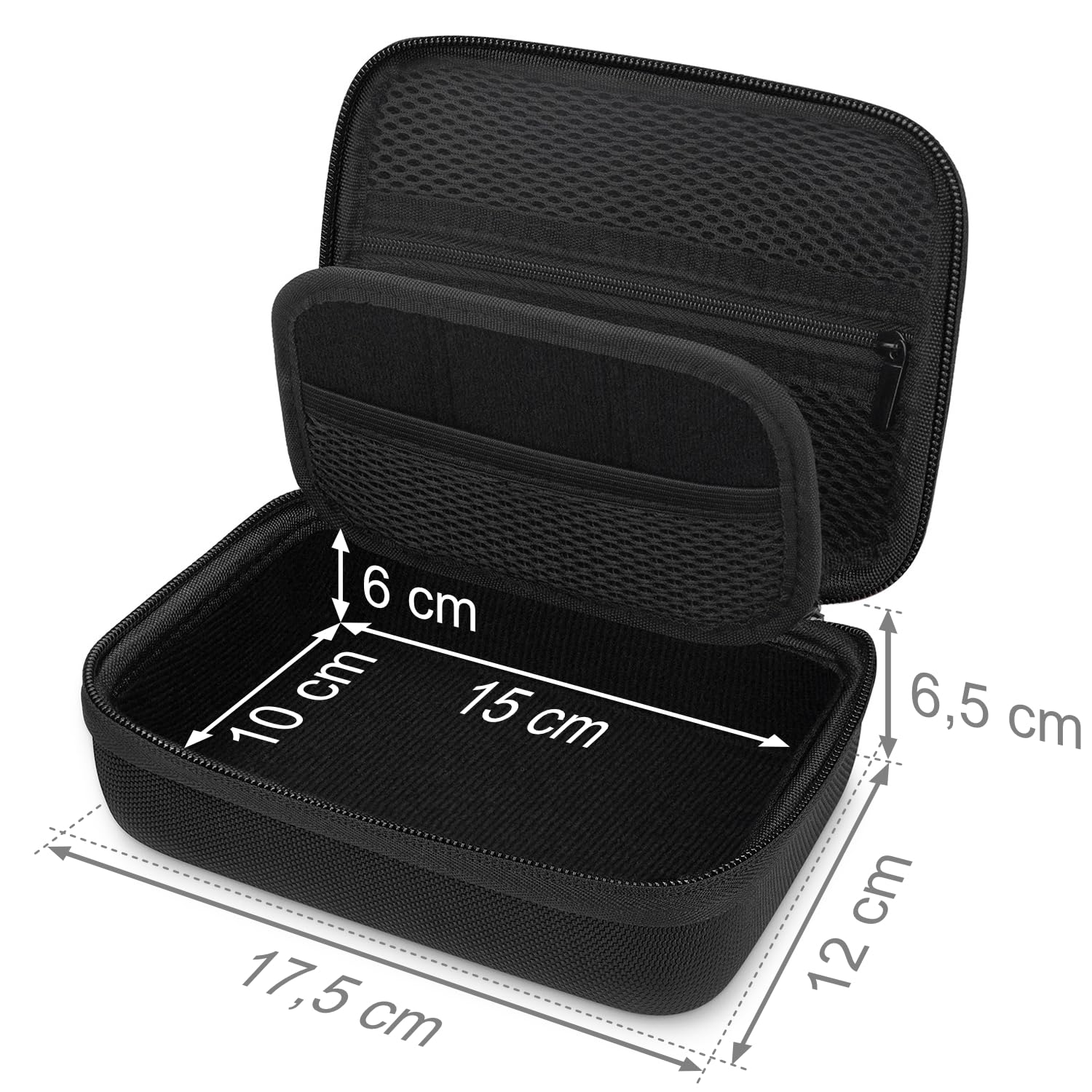 deleyCON Podróżna Torba Organizer Akcesoria Filc Mała - Hardcase z Przegrodami - na Elektronikę, Ładowarkę, Zasilacz, Kable, Samochód, Akcesoria Podróżne, Maszynkę do Strzyżenia, Kamerę - Czarny
