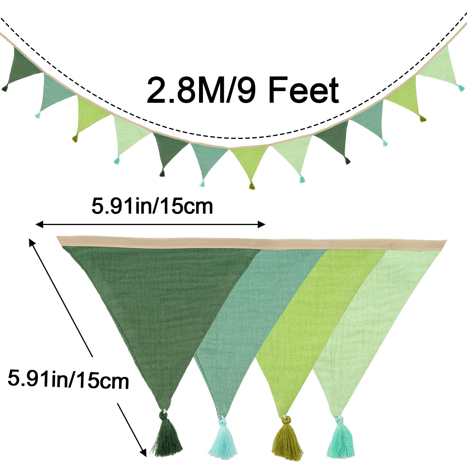HANIUTTY Bandierine Colorate 2.6M Ghirlanda Blu Stoffa Cameretta Doppia Faccia per Letto Montessori, Decorazione per Bambini