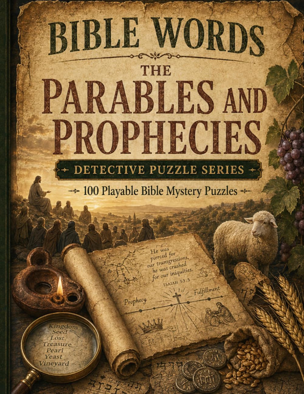 Bible Words: Parables and Prophecies: 100 Playable Bible Mystery Puzzles with Parable Word Searches, Prophecy Clues, Logic Grids, and Hidden Meaning Challenges
