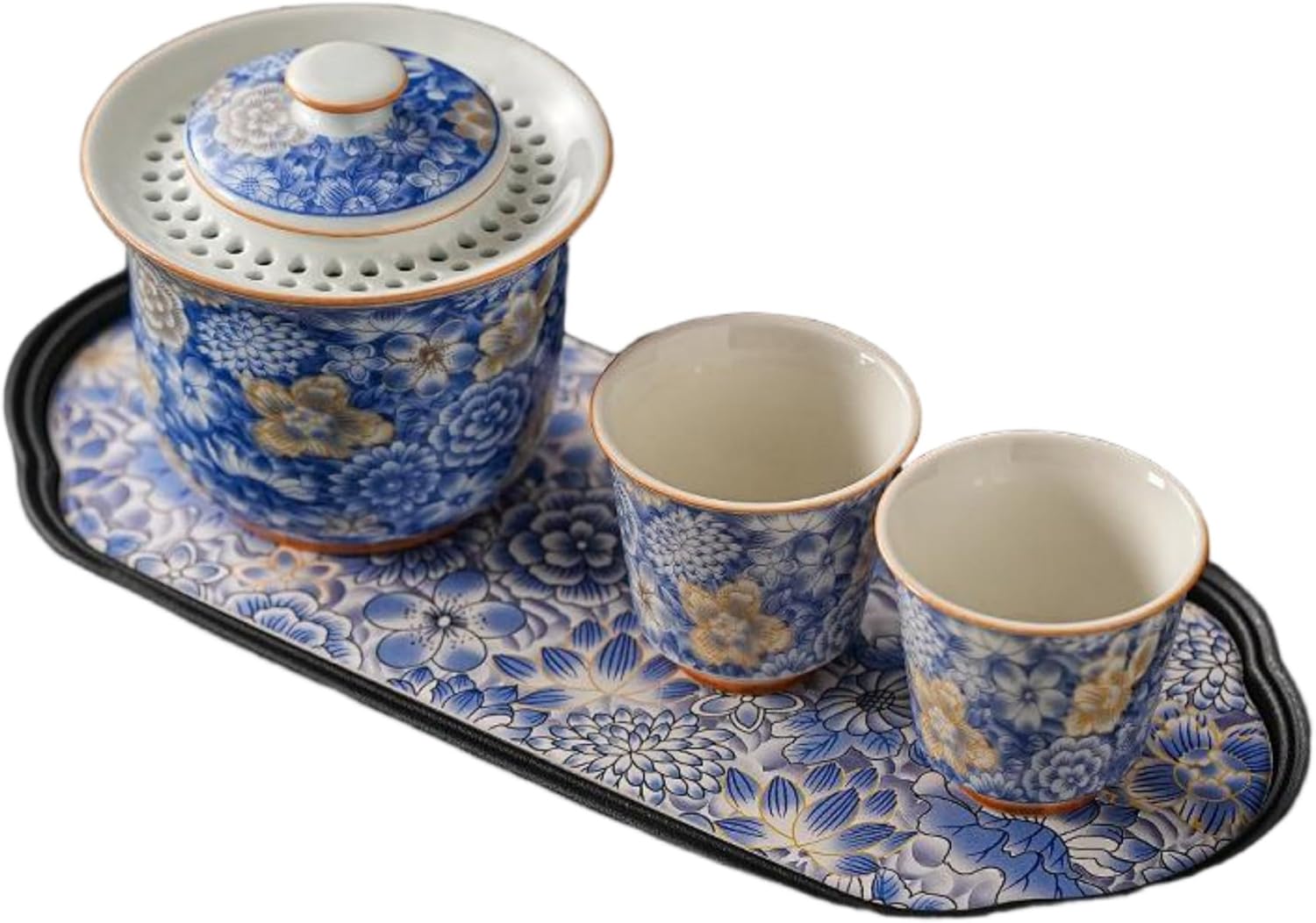 草木灰手抓壶一壶二杯功夫 Ceramic Kung Fu Tea Set Tea Cup 茶具盖碗不烫手家用高档中式 Teapot with Removable Infuser, 茶壶干泡盘 - 1181
