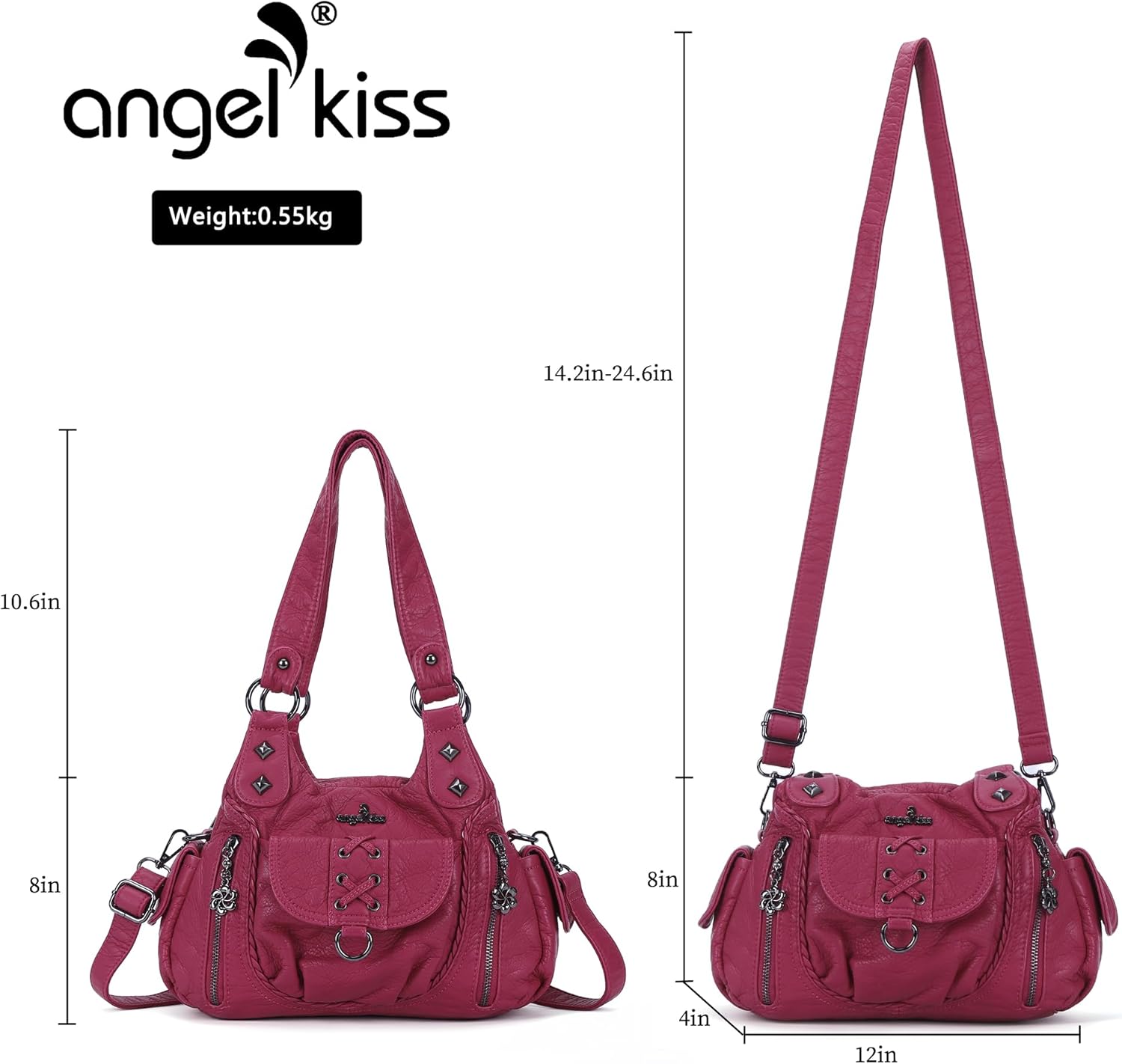Angel Kiss Small Purses for Women Hobo Shoulder Bags Y2K Vegan Leather Multi-Pocket Handbags Designer Crossbody Tote Bag - Image 4