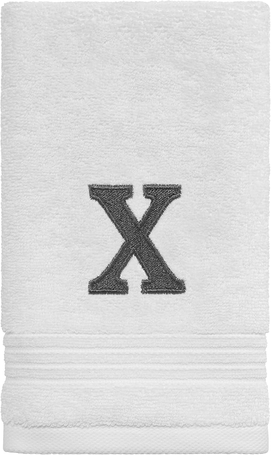 Avanti Linens - Fingertip Towel, Soft & Absorbent Cotton, Embroidered Bathroom Decor (Monogram Collection, Initial X)