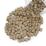 Vlasy 200Pcs 5mm Silicone Lined Micro Ring Beads for Hair Extensions 5Colors Apply (200Pcs Light Brown)