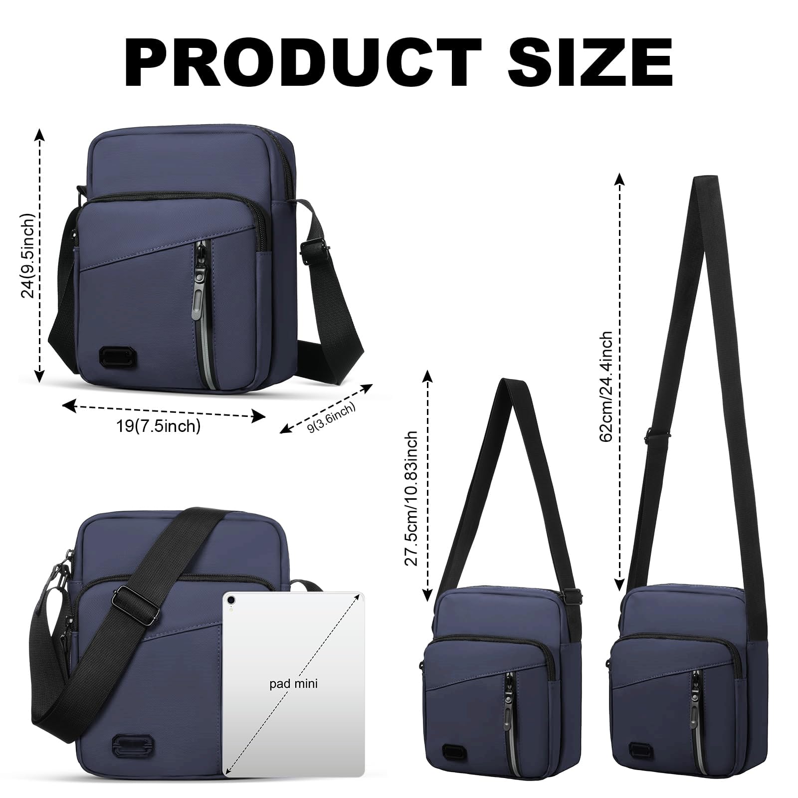 Aucuu Borsello Tracolla Casuale da Uomo, Borsa a Spalla di Grande Capacità, Messenger Impermeabile, Multitasche per Lavoro Viaggio Quotidiano