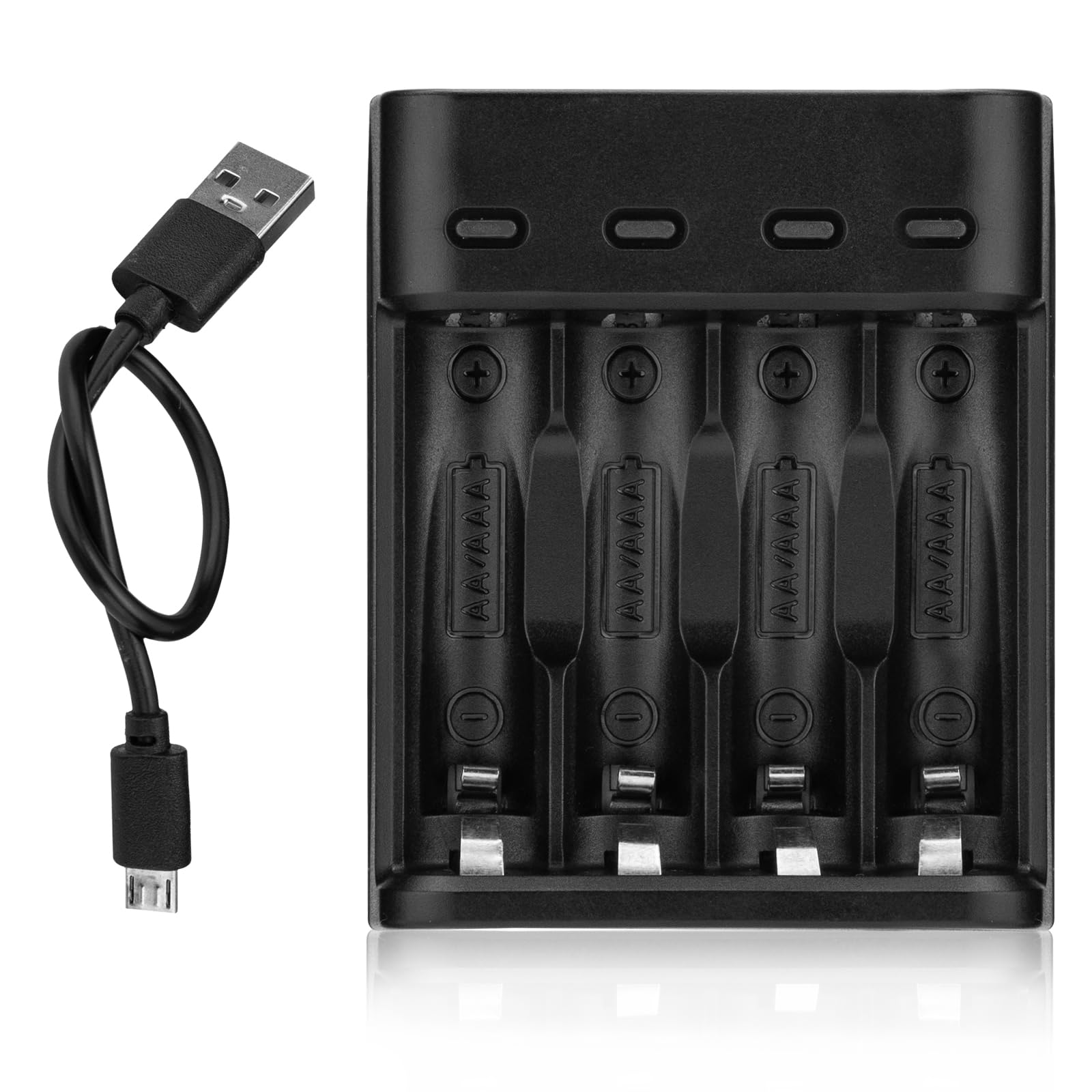 CICMOD 4 Bay AA AAA Battery Charger, USB Battery Charger for 1.2V NiMH NiCD Rechargeable AA/AAA Batteries, Black