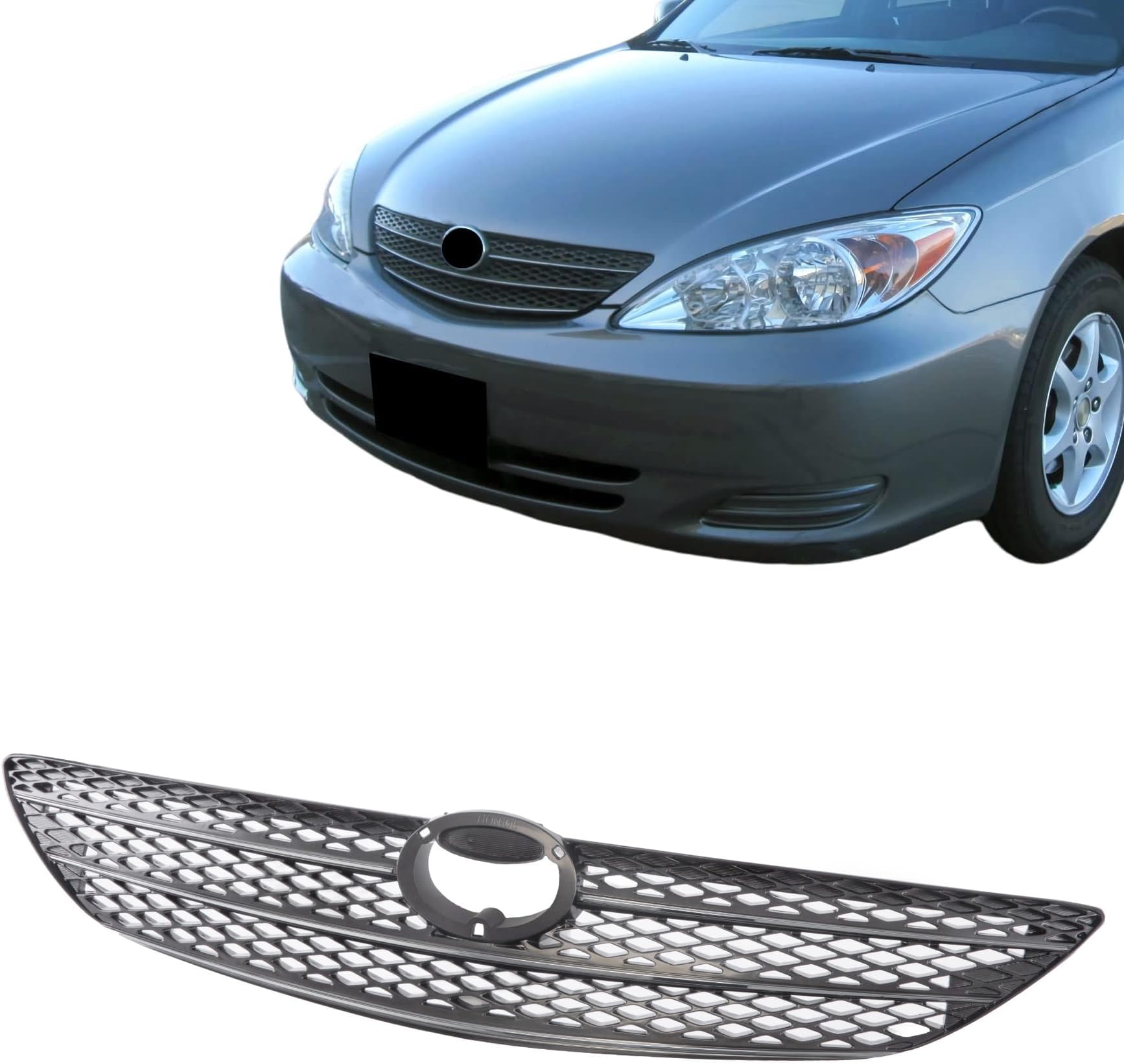 Front Grille Grill With Gray Frame Compatible With Toyota 2002-2004 Camry 53101AA020 TO1200233