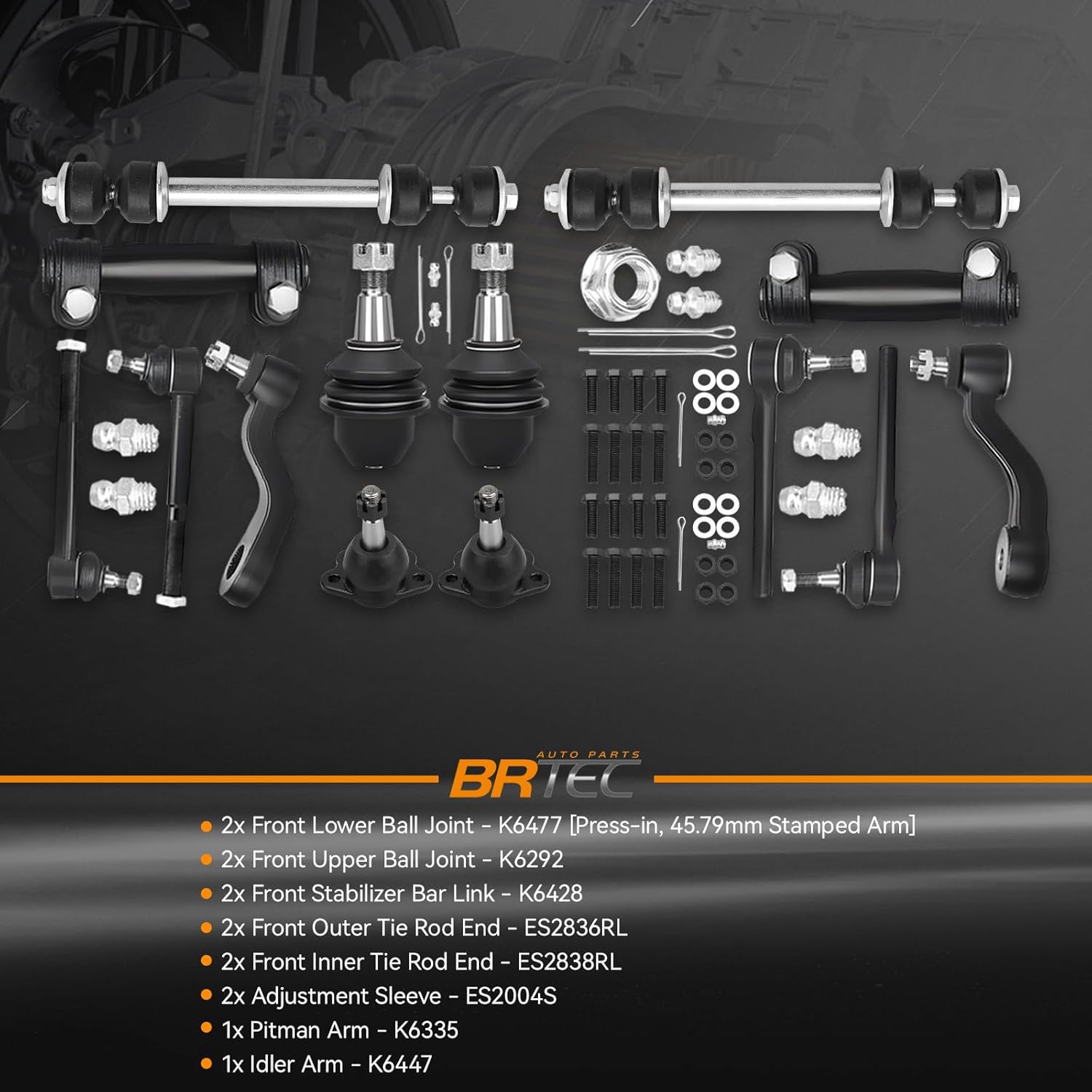 4WD Front Ball Joints + Sway Bars + Tie Rod Ends Kit Compatible with Chevrolet GMC K1500 K2500 1995-1999; Chevy Tahoe GMC Yukon 1995-2000 - 14pc Set