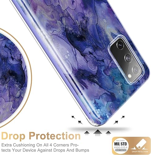Miniatura 4 de ESDOT Funda para Samsung Galaxy S20 FE 6.5 pulgadas con protector de pantalla integrado, resistente de grado militar con diseños de mármol de ópalo