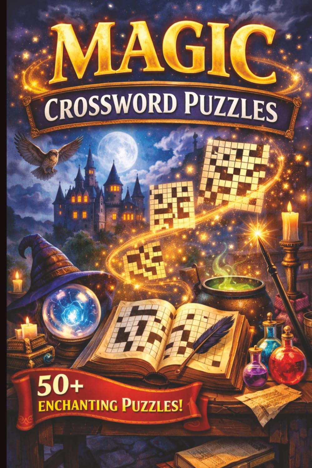 Magic Crossword Puzzles: Crossword Puzzles with easy to read print about magic, witches and more| 6x9 inches, 120 pages| 50+ puzzles