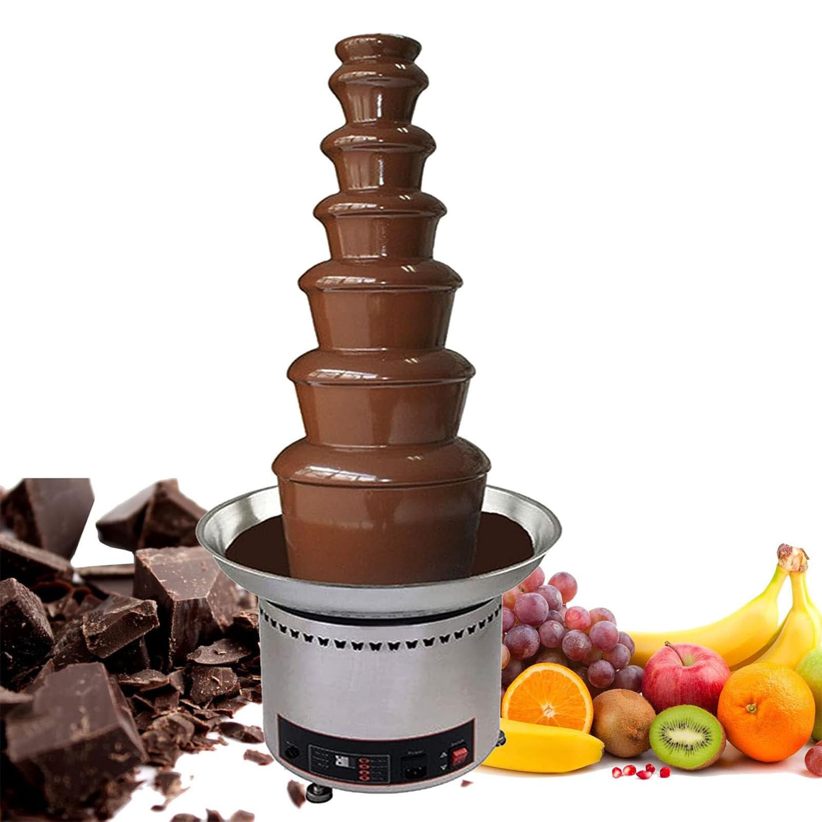 asdchZen Large Capacity Chocolate Fountain Machine, 5/6 Tier Commercial Chocolate Fondue Waterfall With Temperature Control, Electric Sauce, For Parties, Restaurants,7,4