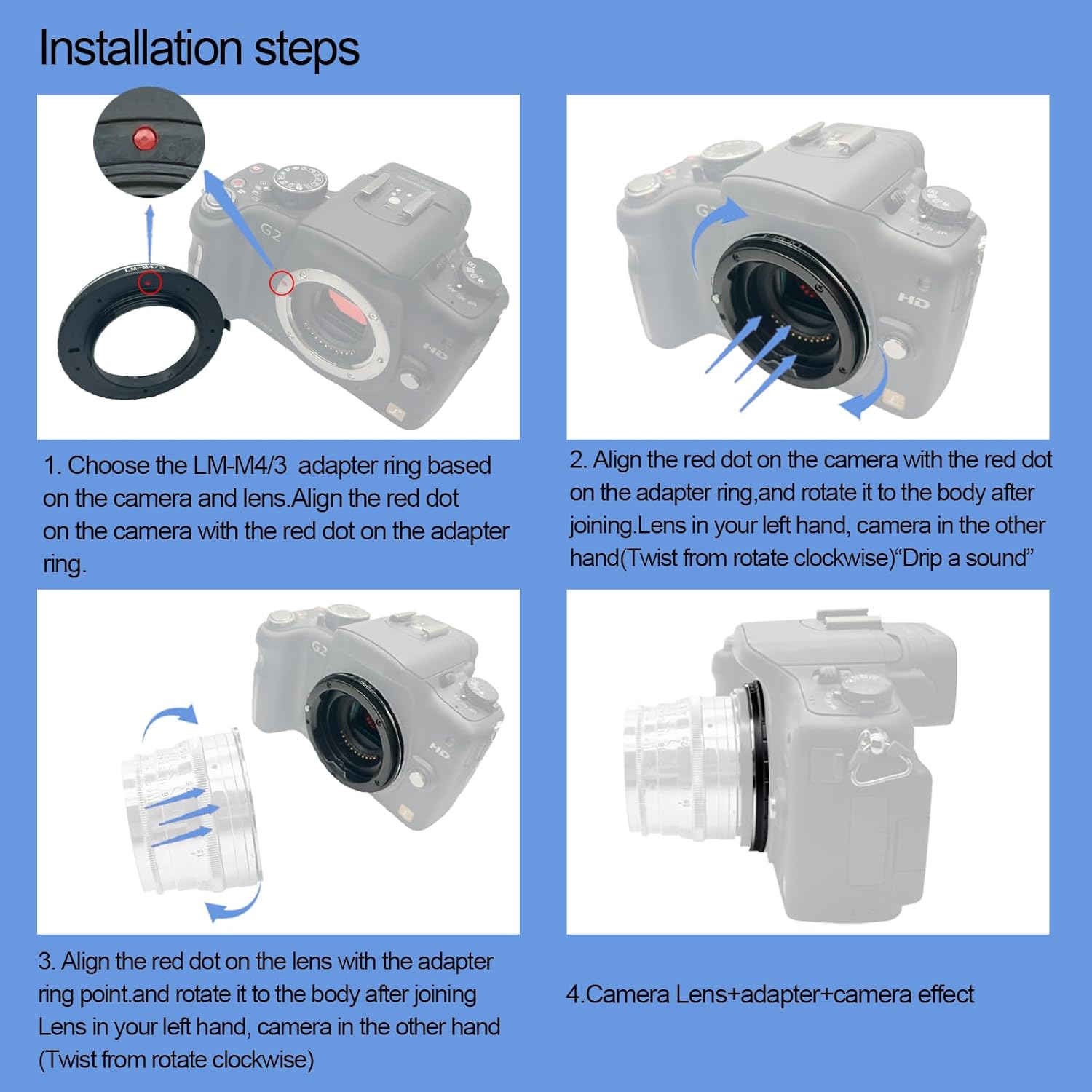 LM to M4/3 Lens Adapter, Compatible with LM Zeiss ZM,Voigtlander VM Lens to with Micro 4/3(MFT, M4/3) Mount Camera, Such as EP1,EP2,EP3,EPL1,EPL2,EPL3,EPL5,EPM1
