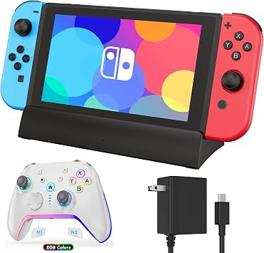 TV Docking Station for Switch,Portable Switch OLED Dock Station Support 4K HDMI Output,Replacement for Official Switch Base,Switch Dock with Switch Pro Controller and 15V/2.6A USB-C Charger