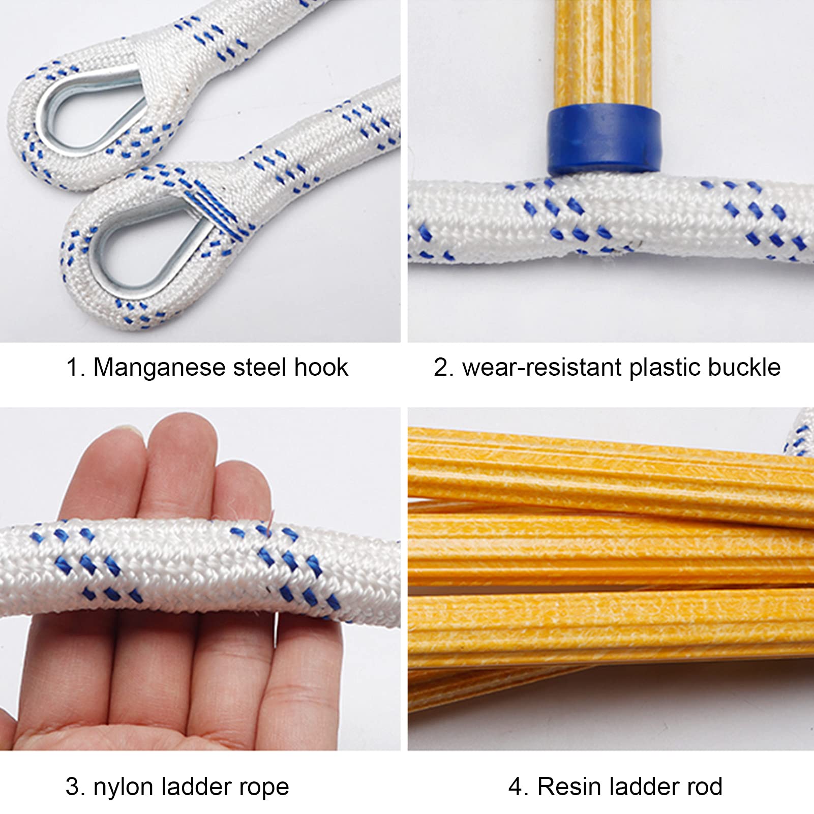 Scala Di Corda Emergenza 3M Portatile - Scaletta Pieghevole Con Ganci Per Finestre E Balconi - Foto 12