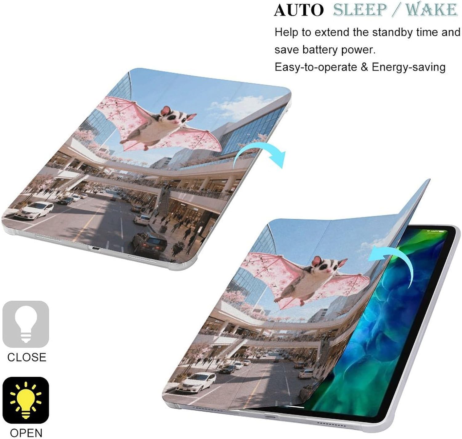 Sakura Sugar Glider 12.9 in Trifold for iPad Case with Pencil Holder image 3