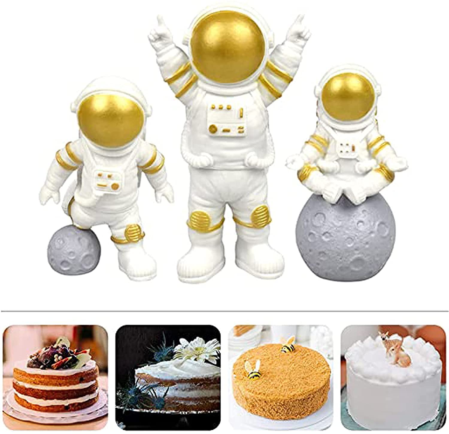 3-teilige Astronauten-Deko Aus Harz – Süße Spaceman Figuren Als Kuchen-Topper Für Weltraum-Partys, Geburtstage Oder Deko Im Kinderzimmer