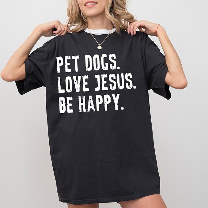 Funny Dogs and Jesus Shirt Comfort C …