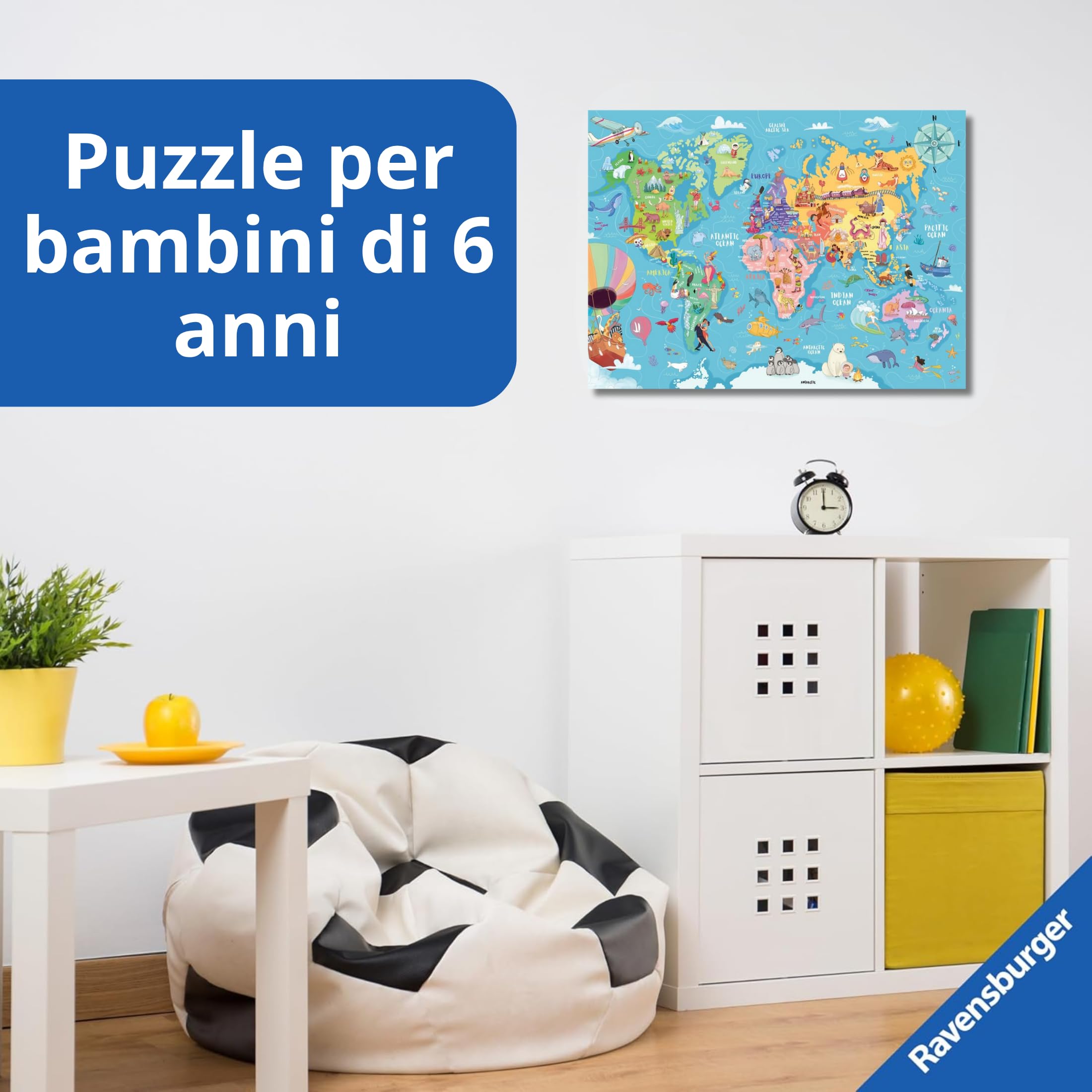 Ravensburger - Puzzles XXL Mappa Del Mondo | Puzzle 6 Anni In Su | Puzzle 100 Pezzi Per Bambini Da 6 Anni In Su | Puzzle Bambini 36 X 49 Cm | Puzzles stitch bambina