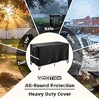 Vista 4 de Funda rectangular para mesa de fogata de gas de 44 x 28 pulgadas, cubierta para mesa de fuego resistente al agua 600D de servicio pesado para mesas