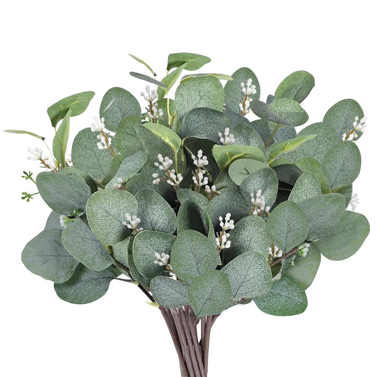 Yytol Green Artificial Eucalyptus Stems, 12 Pcs Faux Artificial Foliage Ery Eucalyptus Leaves With Stems 11” Fake Leaves For Wedding