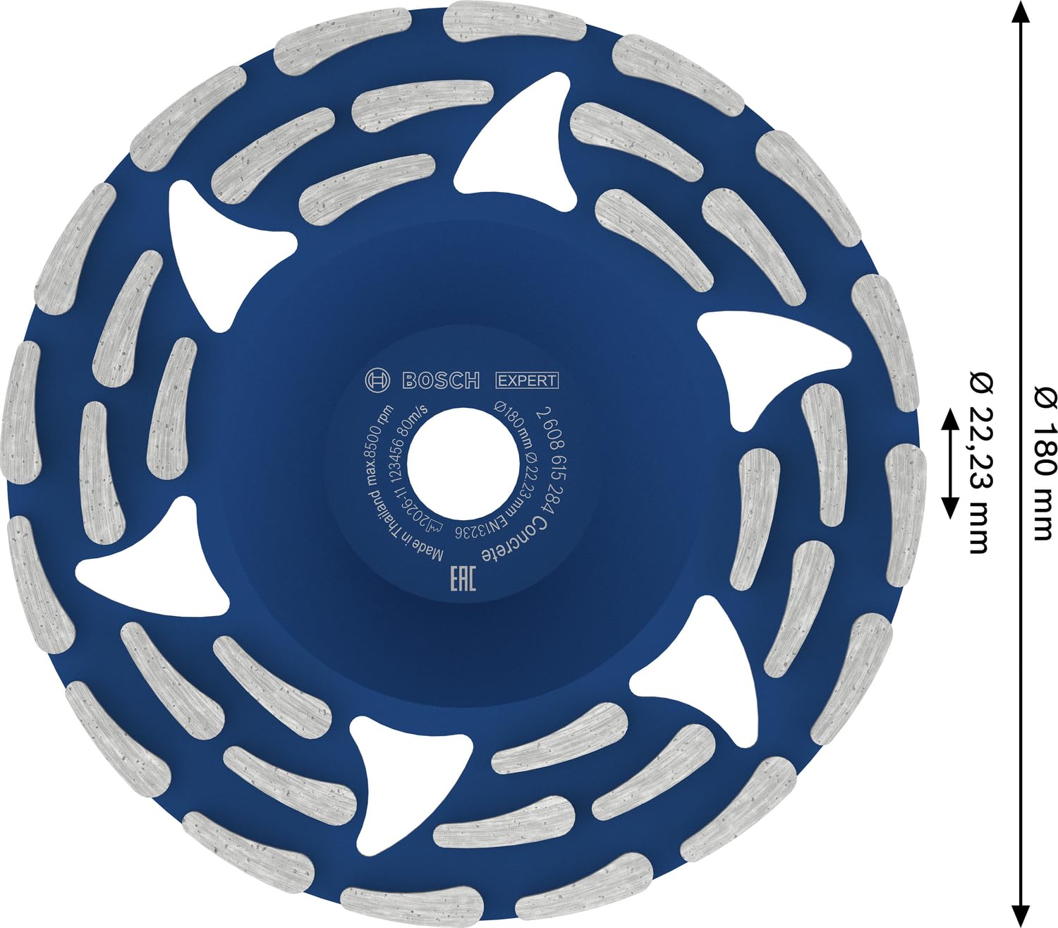 Bosch 1x Diamentowa tarcza garnkowa EXPERT Concrete do szlifierek do betonu, otwór 19–22,23 mm (do Beton, Ø 180 mm, Professional Akcesoria Szlifierka do betonu)