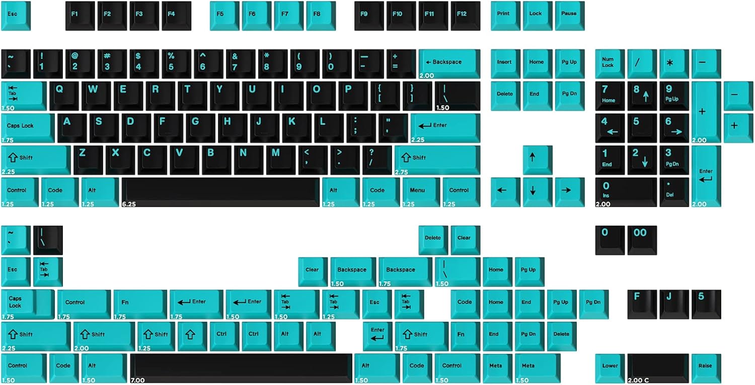 Drop + MiTo GMK Pulse Custom Mechanical Keyboard Keycap Set - 163-keys, Doubleshot, Cherry Profile, for 40%, 60%, 65%, TKL, 1800 Layouts, etc. (Base Kit),Turquoise