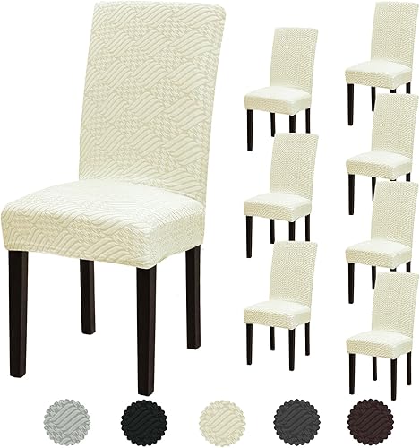 Vista 50 de Juego de 6 fundas para silla, fundas elásticas para sillas de comedor, extraíbles y lavables, para sillas de comedor, hotel, ceremonia, color gris