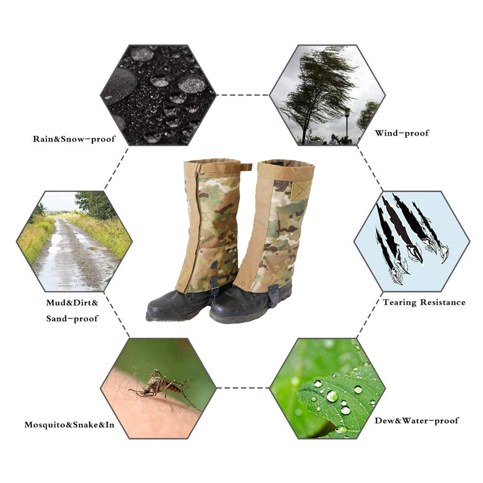 Guêtres de Jambe, guêtres de Raquettes à Neige résistantes à l'usure et aux Rayures, guêtres d'extérieur, adaptées à l'alpinisme, à l'extérieur et à la Chasse