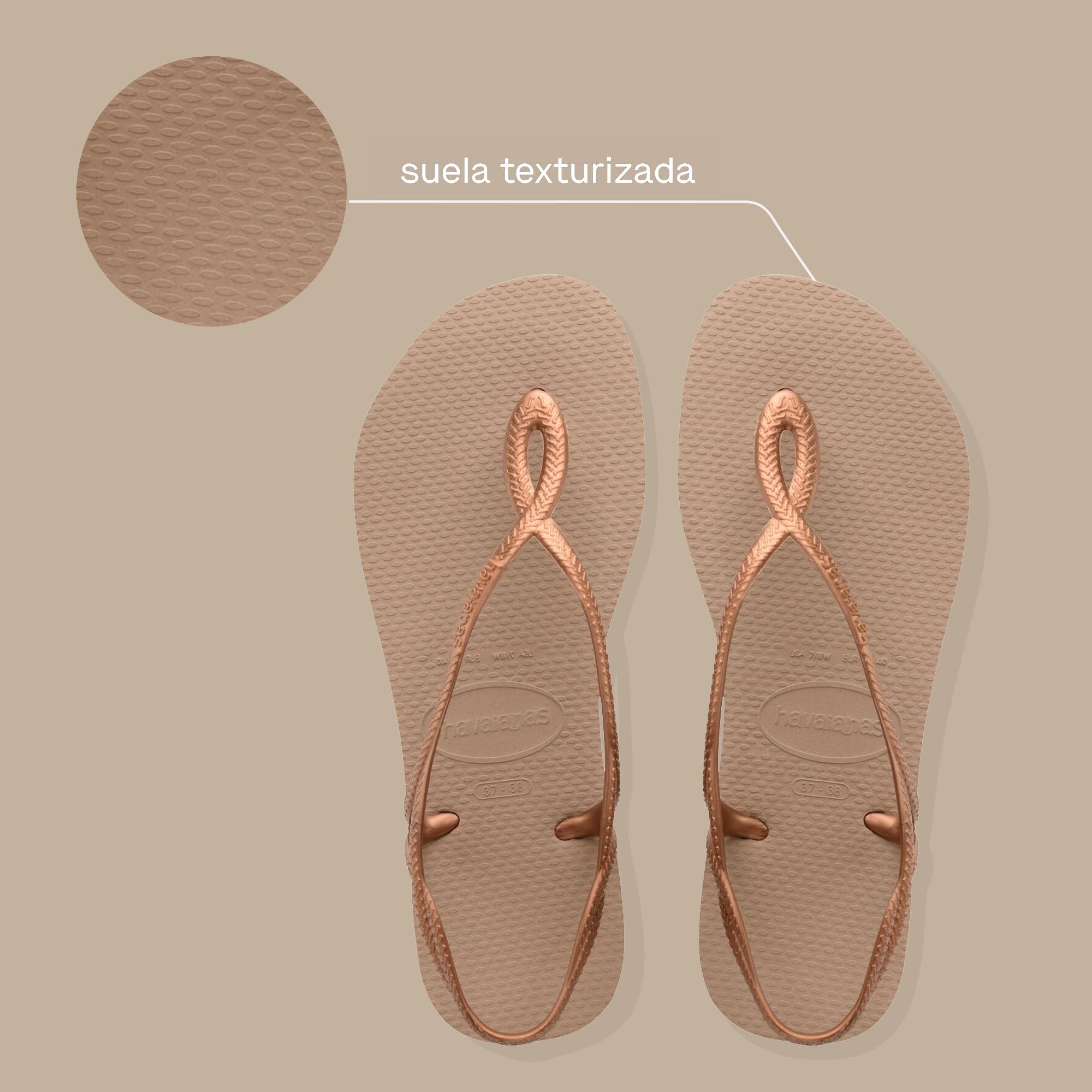 Havaianas - Luna, Sandalias Cómodas, Estilosas y Funcionales, Ajuste Seguro en Tobillo, Tiras Trenzadas y Suela Antideslizante, Mujer
