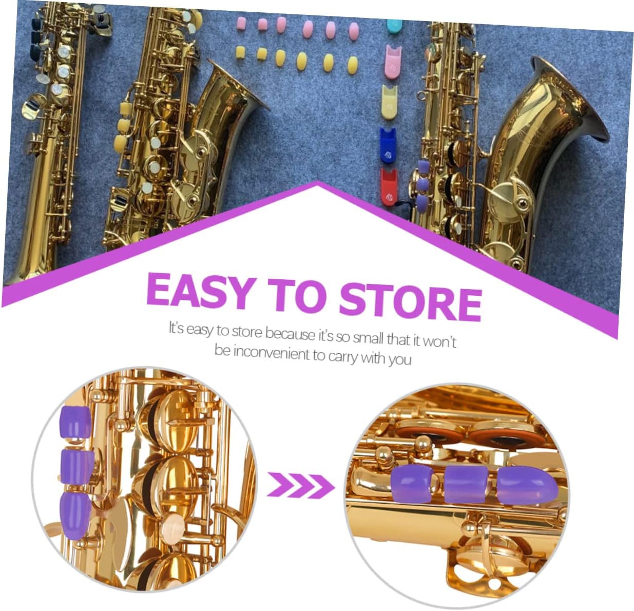 HANABASS 6Pcs Saxophone Side Key Pads Silicone Side Key Covers for Alto/Tenor Saxophone Heightening Finger Protectors Sturdy and Easy to Install