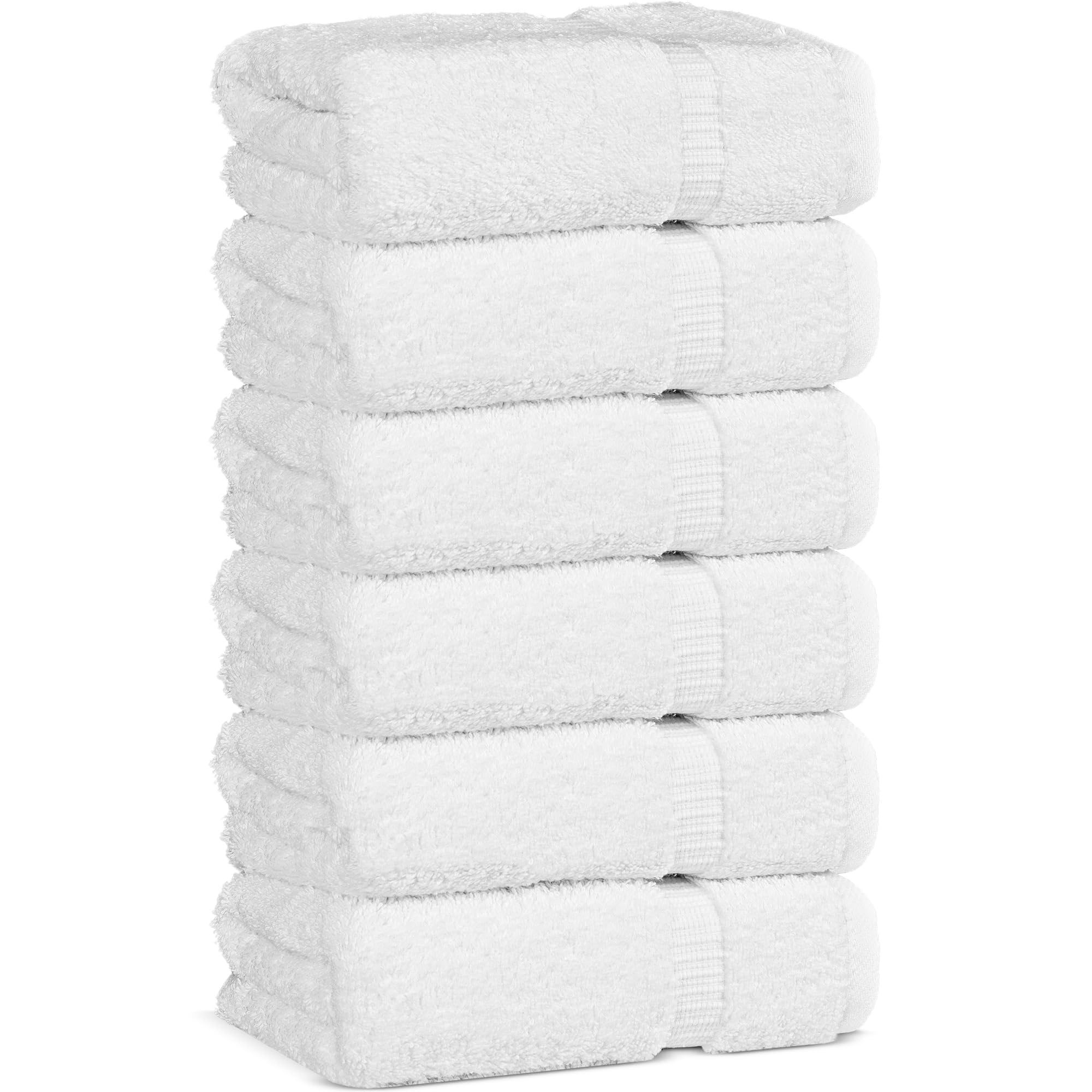 Chakir Turkish Linens | Hotel & Spa Quality 100% Cotton Premium Turkish Towels | Soft & Absorbent (6-Piece Hand Towels, White)