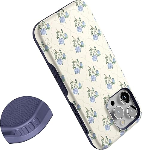Vista 1040 de Casely Funda para iPhone 15 Pro Jardín Secreto Flores mixtas Funda atrevida Compatible con MagSafe y botón de acción Jardín Secreto Floral