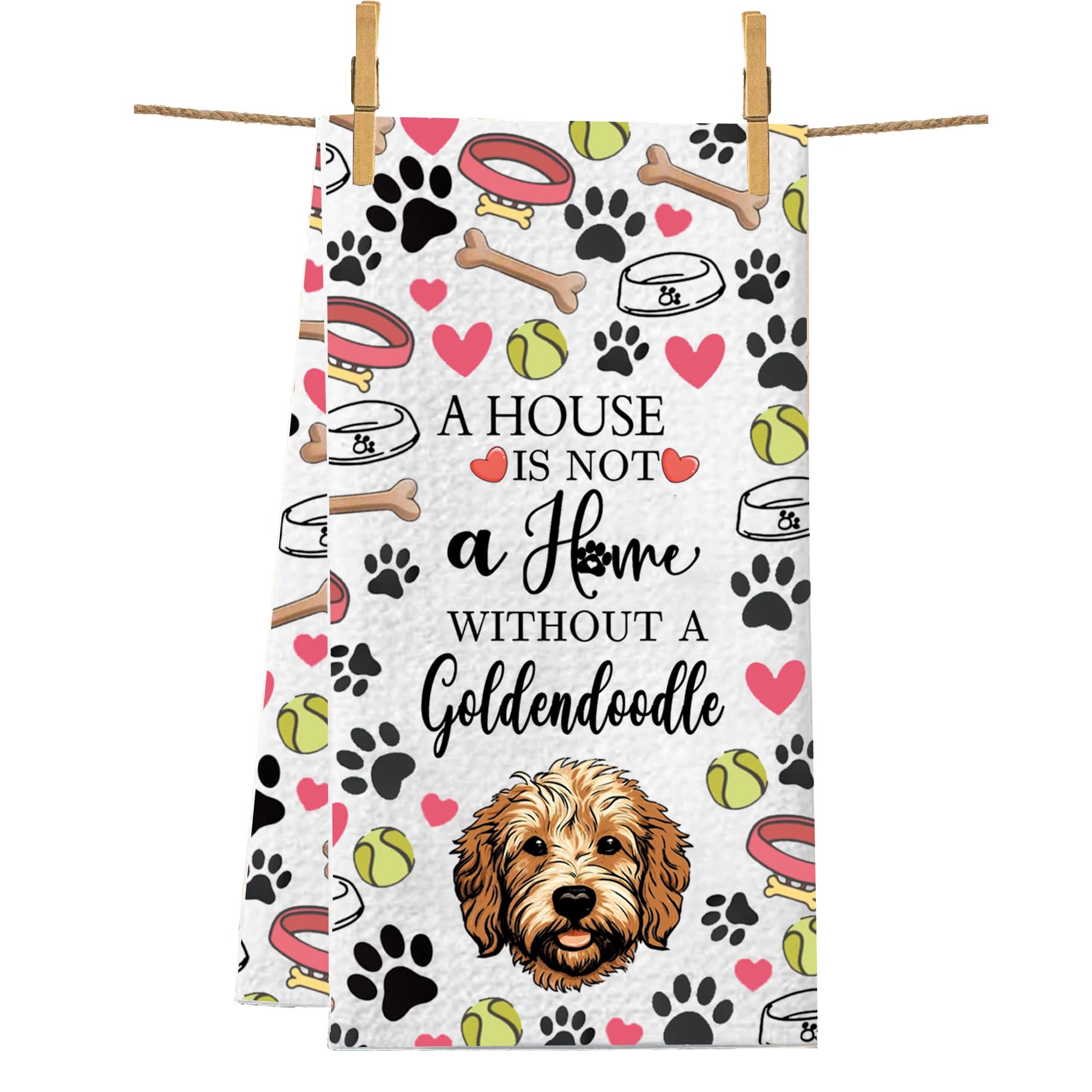 Serviette de cuisine Goldendoodle en coton imprimé, torchon à vaisselle Doodle chien
