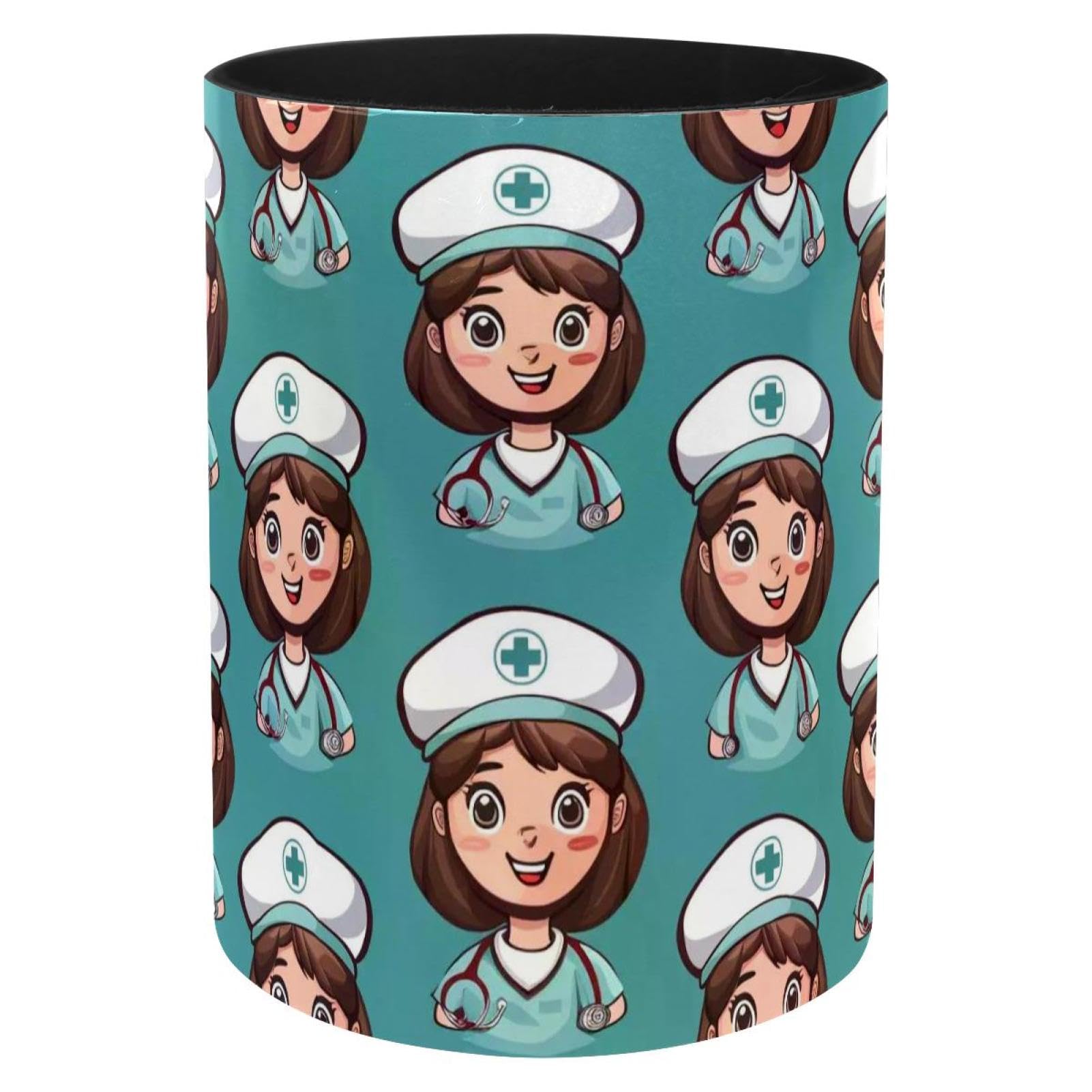 Pot à crayons pour l'école et la maison motif infirmière en métal