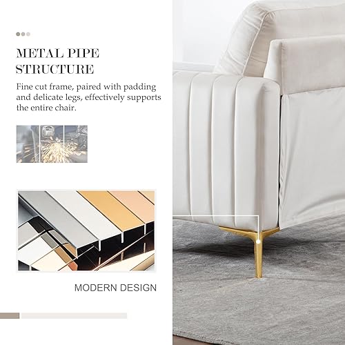 Miniatura 6 de Juego de 2 sillas decorativas de terciopelo, cómodas sillas decorativas blancas pequeñas, modernas y individuales, para sala de estar, dormitorio,