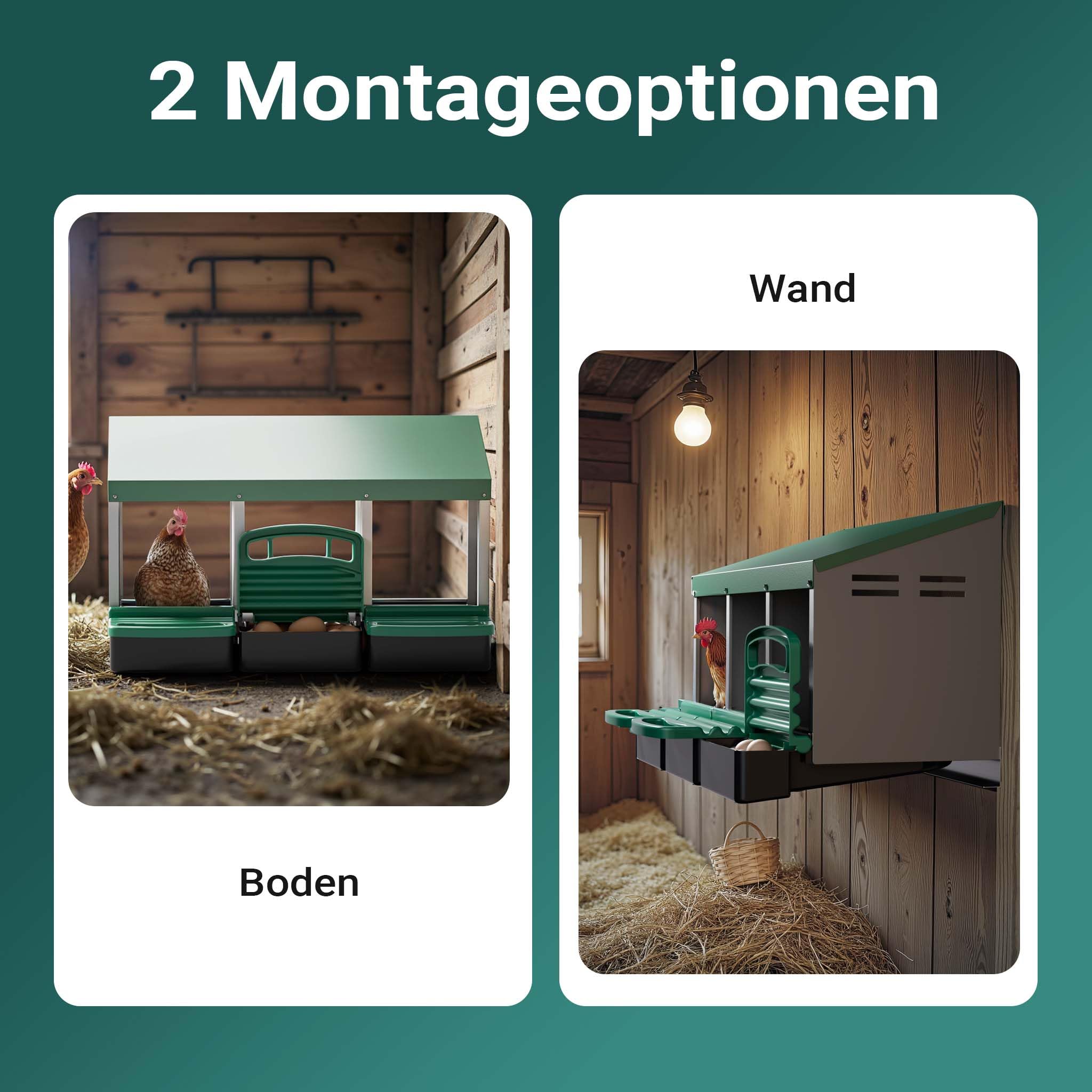 Fudajo Dreier Legenest mit Auffangschale 81 x 52 x 48 cm, Legekasten für Hühner, Hühnernest mit Lüftungslöcher für Luftzirkulation, Kunststoff Abrollnest für Wandmontage