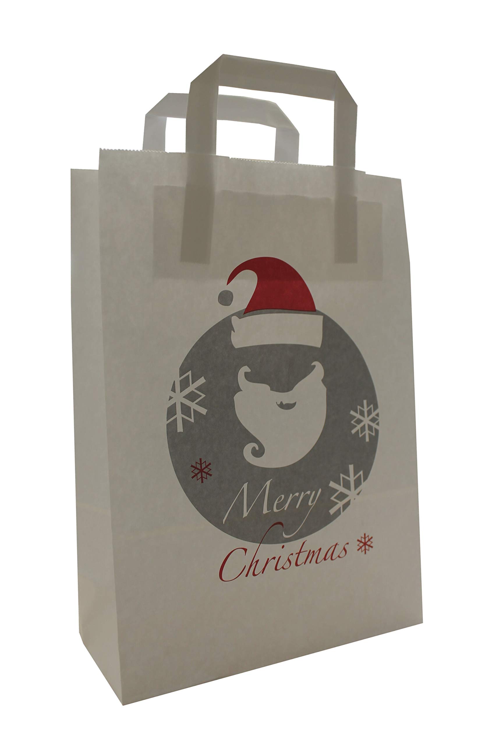 PGV Papierowe torby do noszenia na Boże Narodzenie z płaskim uchwytem Santa – różne rozmiary i ilości (22 + 10 x 31 cm, 200 sztuk)