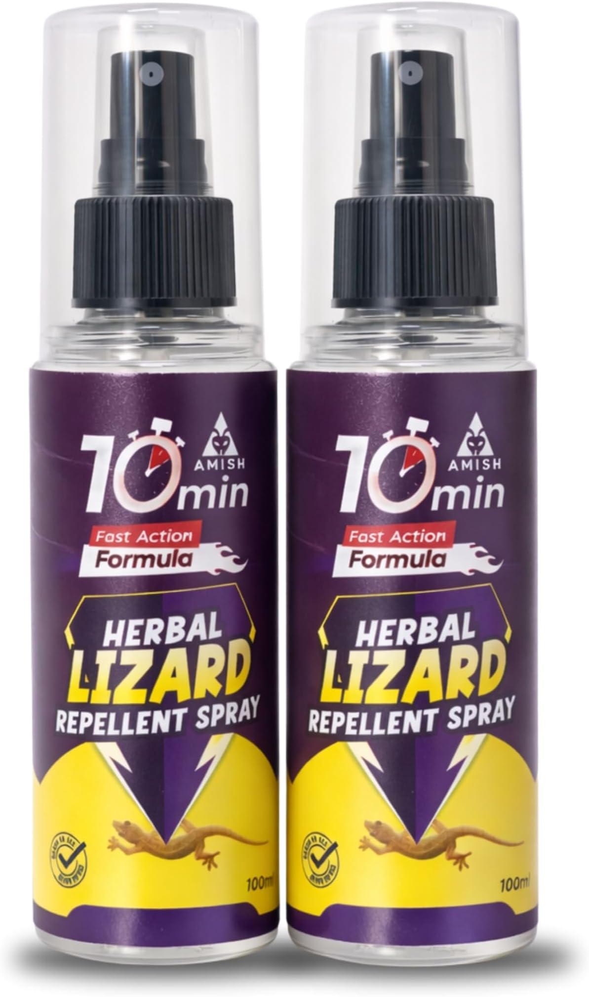 Amish Herbal Lizard Spray 100ml Pack Of 2 |10 Minutes Formula |Removes Entire Lizard colony|Powerful 100% Organic No Chemical Lizard Repellent Spray For home and kitchen