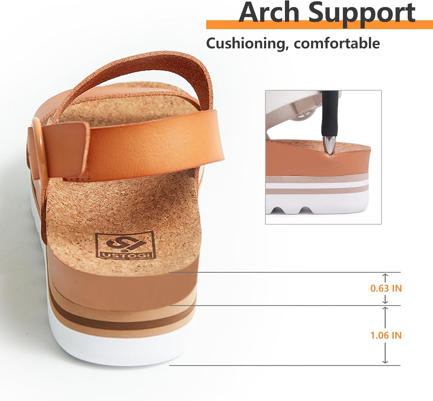 Women's Platform Sandals Arch Support Beach Slides for Woman Orthotic Summer Causal Cork Footbed Adjustable Buckle Elastic Band Cushion Cute Flatform sandalias de mujer - Image 5