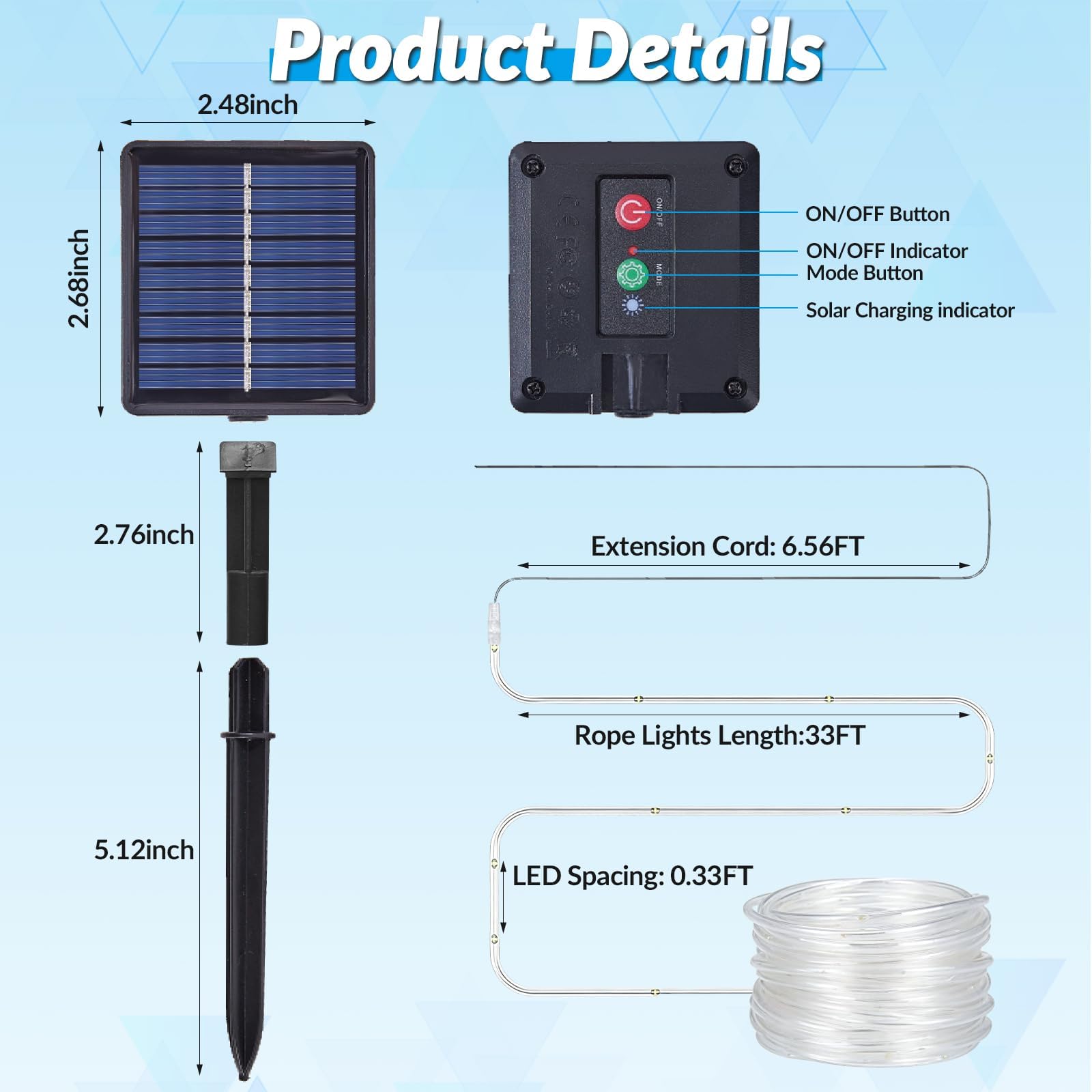 Solar-Lichterkette, 100 LEDs, IP65 wasserdicht, hell, langlebig, Solar-Lichterkette mit 8 Beleuchtungsmodi für Deck, Zaun, Terrasse, Garten, Urlaub, Baumdekoration, Warmweiß, 2 Stück