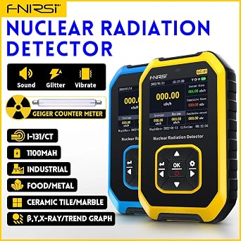 Nuclear Radiation Detector GC-01 Geiger Counter Personal Dosimeter X-ray -ray -ray Radioactivity Tester Marble Detector(Yellow)