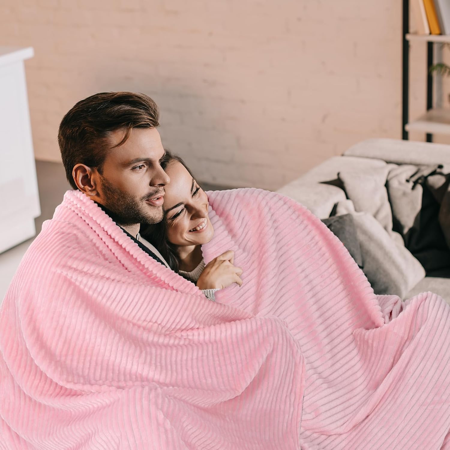 16 Pcs Pastel Colors Flannel Throw Blanket Bulk 50 x 60 Inch with Striped Ribbed Throw Blanket Soft Lightweight All Seasons Blankets for Sofa Room Couch Donation Homeless Wedding Gifts - Image 7