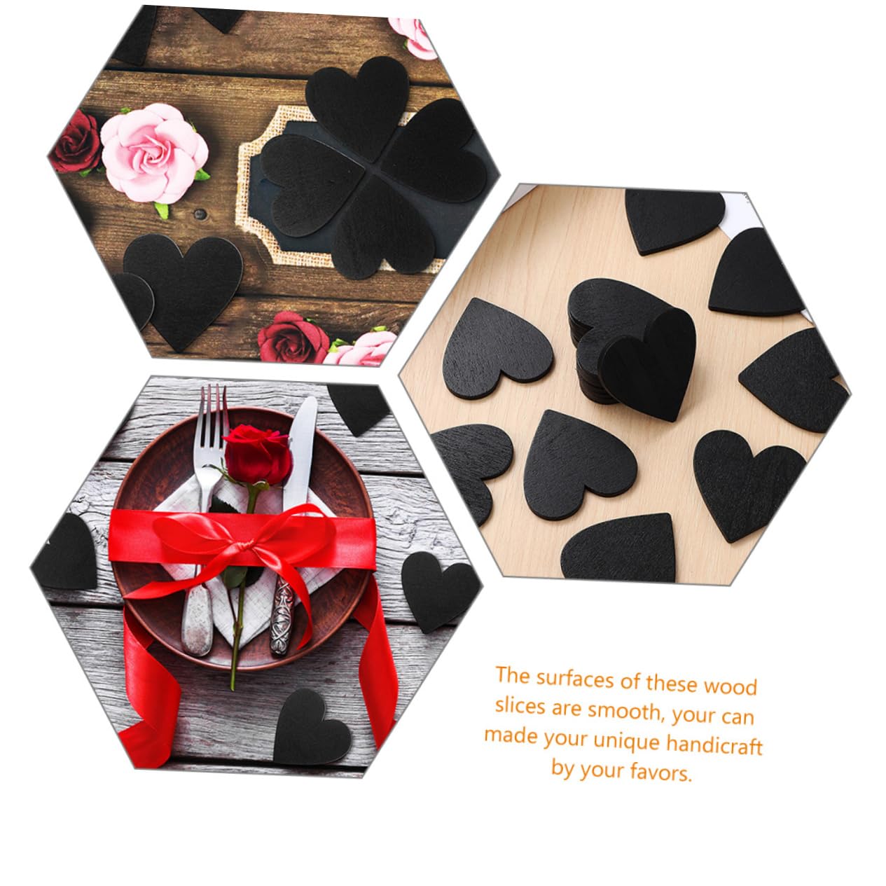 ABOOFAN 120 Stk herzförmige Tafel Heimdekoration Schreibtischzubehör aus Acryl Dekorative Holzherzen Herzförmige Dekoration bastelset Herzdekor aus Holz dekoratives Holzherz hölzern Black