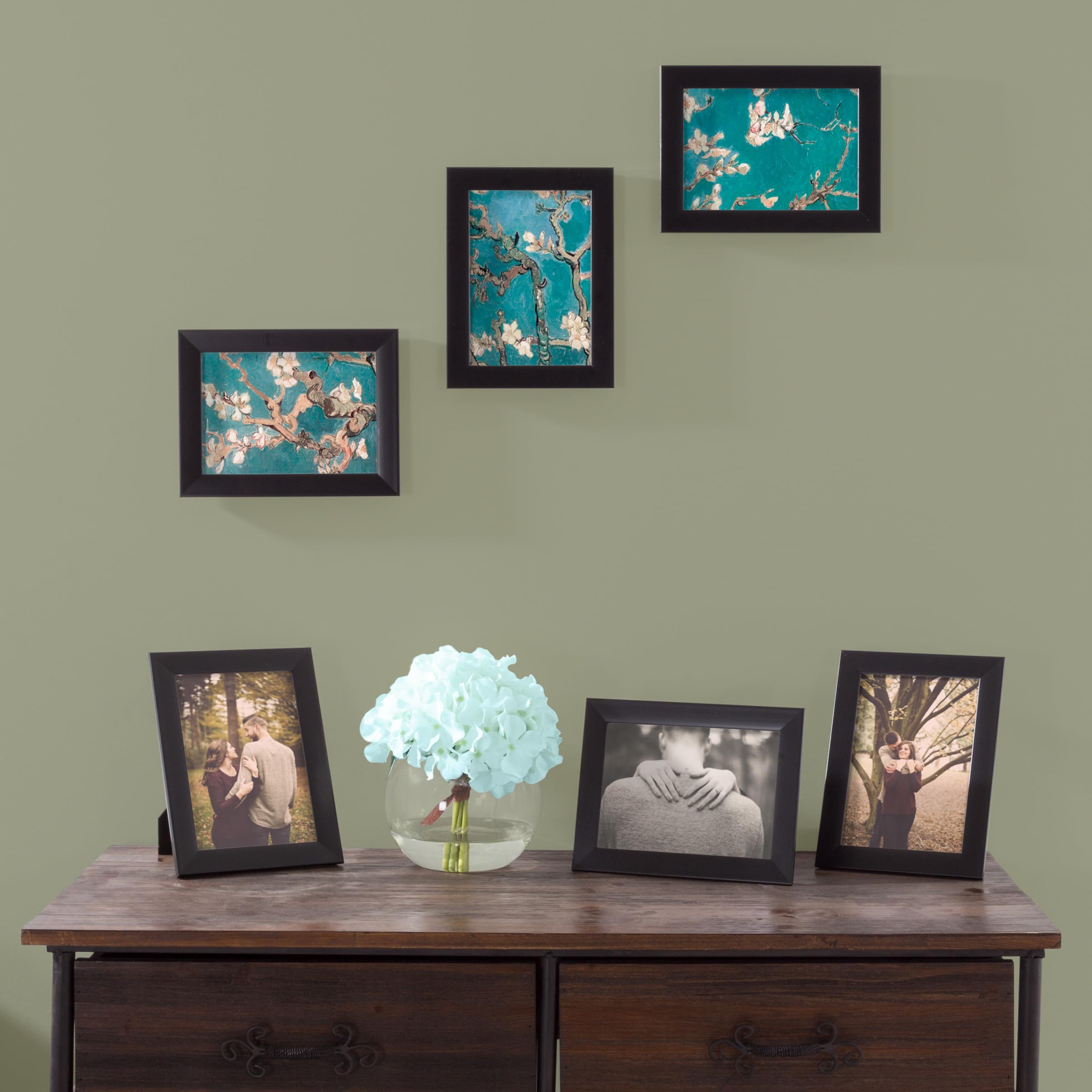 Lavish Home Picture Frame Set, 5X7 Frames Pack For Gallery Wall With Stand And Hanging Hooks, Set Of 6 (Black)
