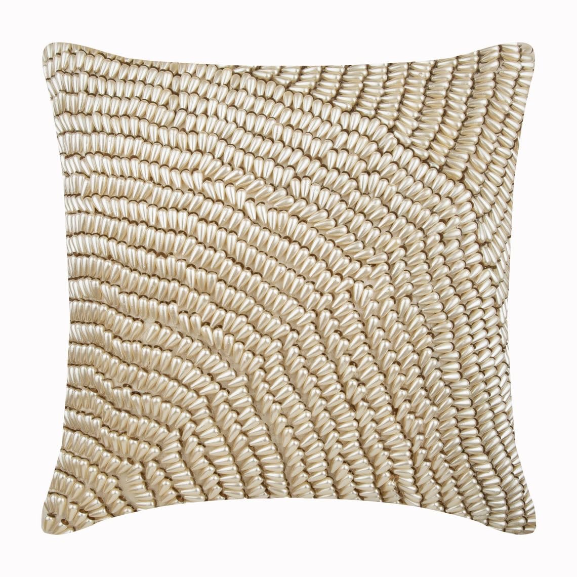 The HomeCentric Decorative Cushion Covers Pack of 2, 50x50 cm (20"x20") Ivory, Silk Throw Cushion Covers, Cushion Covers, Contemporary Cushion Covers Online - Pearl Dance โ image 1