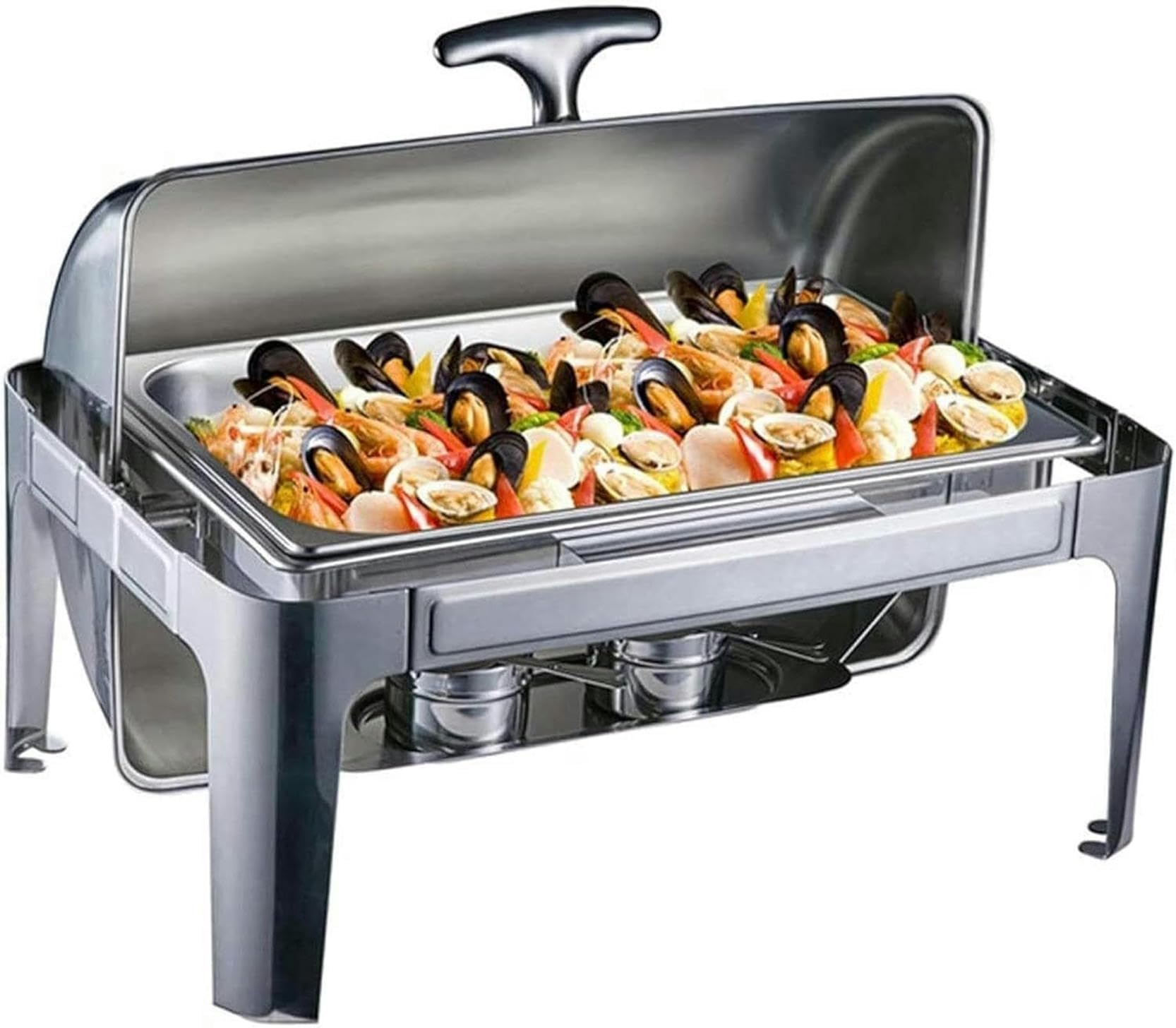 Chafing Dish in Acciaio Inox da 9 Litri,Set di Chafing Dish Scaldavivande A Buffet,con Teglie per Alimenti E Porta-Combustibile,Set Professionale Scaldavivande per Cat